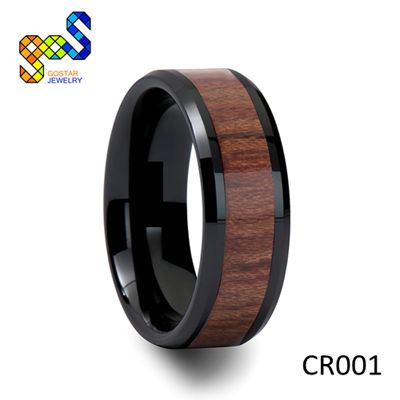 ceramic wood ring,koa wood jewelry design