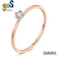 stainless steel ring,rose gold steel ring with cz