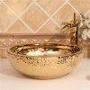 Jingdezhen Gucheng Restaurant High-end Luxury Handmade Bathroom Without Faucet Above Countertop Ceramic Washbasin Sinks