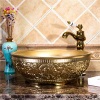 Jingdezhen Gucheng European Style Kitchen Handmade Above Countertop Washbowl Ceramic Vanity Wash Basin Sinks