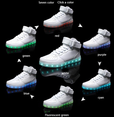 GD China design high top buckle style white LED shoes footwear