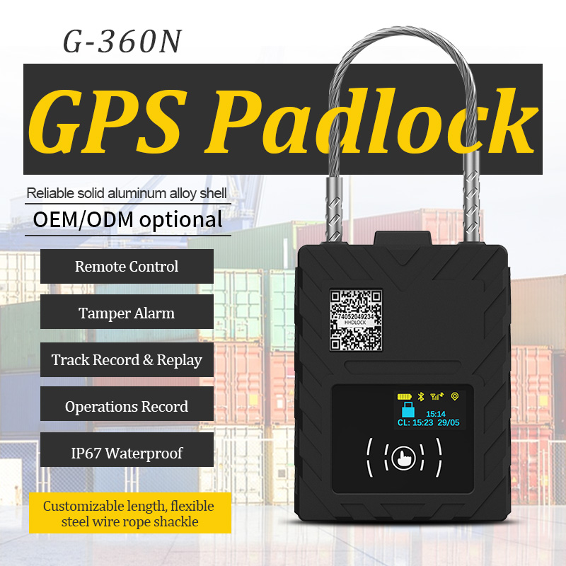 G-360N GPS Padlock 1. Remote Control 2. Tamper Alarm 3. Track Record & Replay 4. Operations Record 5. Flexible Steel Wire Rope Shackle, Customizable Length