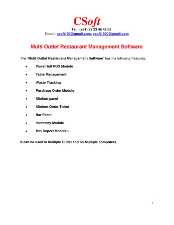 Restaurant Management Software