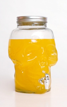 8L SKULL GLASS BEVERAGE DISPENSER WITH LID AND TAP