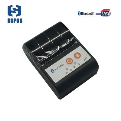 Mini 58mm thermal portable printer HS-591 usb bluetooth port support 1D and QR code printer with li-ion battery