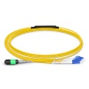 MTP Female to 4LC UPC Duplex 8 Fibers OS2 9/125 SMF Breakout Cable, Type B, Elite, Plenum (OFNP), Yellow
