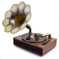 Factory supply Classic Antique gramophone record player, retro phonograph with big horn speaker