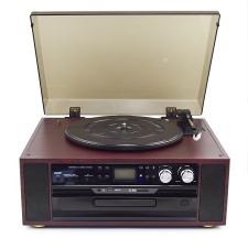 2019 Factory Supply Full Size Auto Return turntable vinyl record gramophone player with CD Cassette play, USB SD play& record