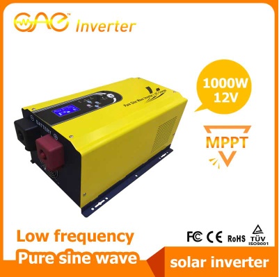 GSI 1000W 12V Low frequency pure sine wave solar inverter with built-in MPPT solar charge controller