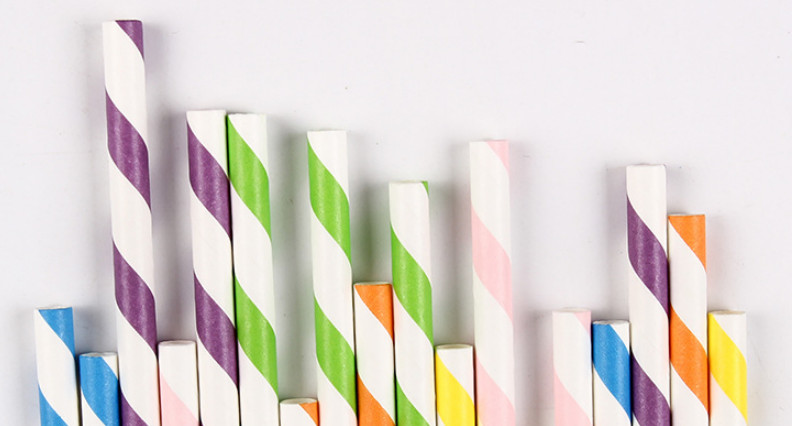 Degradable striped paper straw