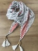 monochrome flower printed woven scarf with embroidery and special tassels