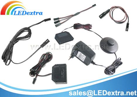 Kit Includes: Power Supply with Junction Box & Inline Switch, LED Junction Box, Extension Cable,  Y Splitter Cable, DC Power Adapater Cable etc.