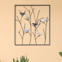 Mocome Decor Framed Metal Bird On Tree Branch Wall Decor