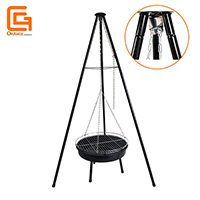 Outdoor BBQ Hanging Fire Pit Swing Barbecue Charcoal Cooking Grill With Fire Bowl