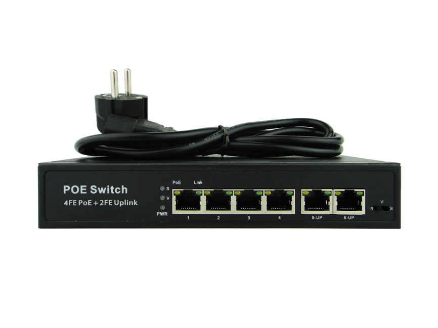4+2 Channels 100Mbps PoE Power over Ethernet Switch