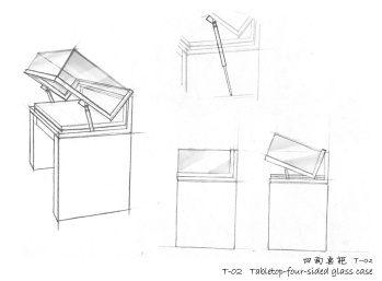 Tabletop four sided glass case T-02