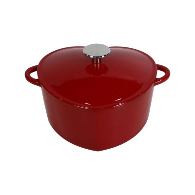 Giftware Supplier 3-Quart Enameled Cast Iron Heart Shaped Dutch Oven