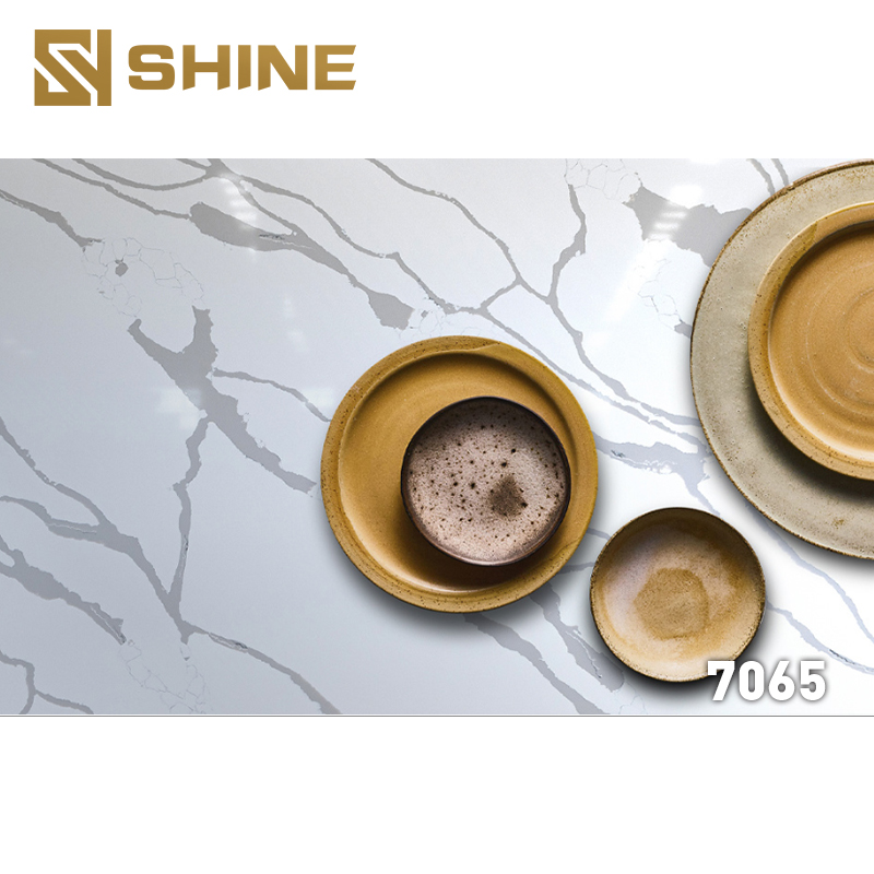 Made from 93% natural quartz crystals mixed with high-quality resin and pigments.