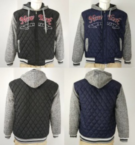 Overstock men’s quilted jacket with fleece sleeve manufacture&supplier - overstockgarments