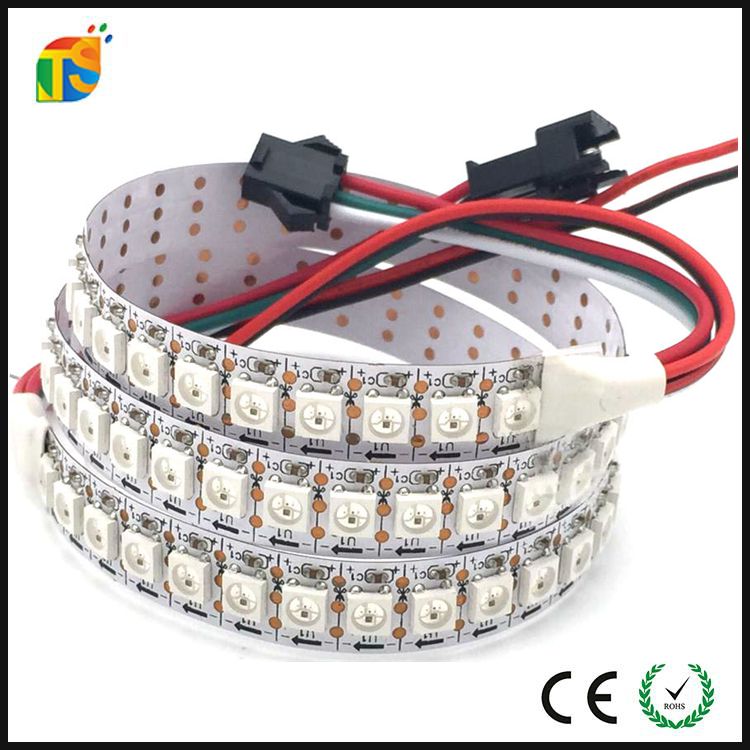 Addressable LED strip,60leds/m,60pcs/m ws2812b IC,10mm white/black PCB width,5M/roll,DC5V,14.4W/M,Non-waterproof.