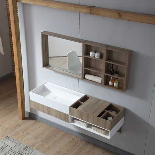 bathroom cabinets with wash basin and mirror