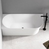 Freestanding space-saving acrylic white glossy corner bathtub  installation on the left or right floor-standing bathtub