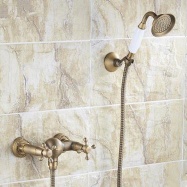 Antique Black Bronze Brass Wall Mount Tub Shower Tap with 8 inch Shower Head + Hand Shower TSB002
