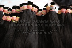 Materials bulk hair prepared for wefting