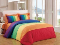 Rainbow engergetic 4pcs bedding set duvet cover flat sheet pillowcase