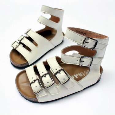 girls genuine leather flat casual sandals for kids