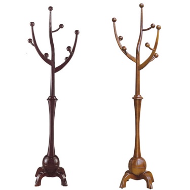 Wooden Coat Rack Solid Rubber Wood Hall Tree Hanger with Four Legs Base - YG502#