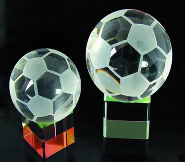 crystal glass football soccer ball trophy award