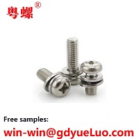 Stainless steel round head three-piece set with screw combination screw round head with pad combination round head