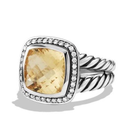 Sterling Silver Jewelry 11mm Champagne Citrine Albion Ring