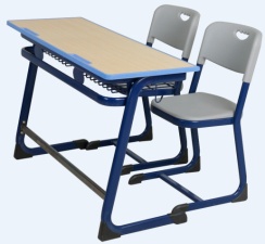 double school desk with modesty panel