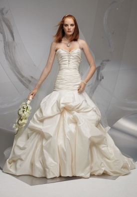 A Line Ball Gown Strapless Sweetheart Taffeta Chapel Wedding Dress - wedding dresses
