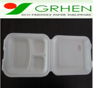 Disposable biodegradable tableware 3 section food container