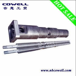 Twin conical screw barrel