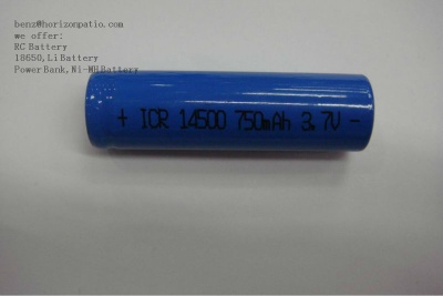 3.7v 750mah ICR14500 Rechargeable Cylindrical li