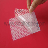 glossy white partial transfer high residue VOID tamper evident label material.