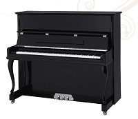 123cm upright piano with stool black polished