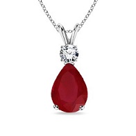 Pear Ruby and Diamond V-Bale Pendant