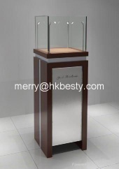 wooden and glass small tower jewelry display showcase