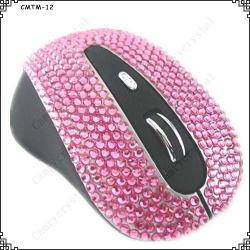 Pink Crystal Rhinestone Wireless Optical PC Mouse