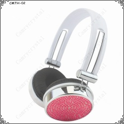 Wired Pink Crystal Rhinestone Stereo DJ Headphones