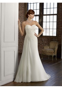 a line chiffon bridal dress with lace appliques  a01