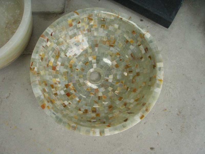 blue onyx mosaic sink