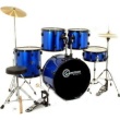 Gammon Percussion New Drum Set Full Size Adult 5-Piece Complete Metallic Blue with Cymbals Stands Stool Sticks