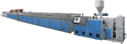 Plastic profile extrusion line