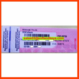 COA Label Sticker License Key Card X16 For Win7 Professional